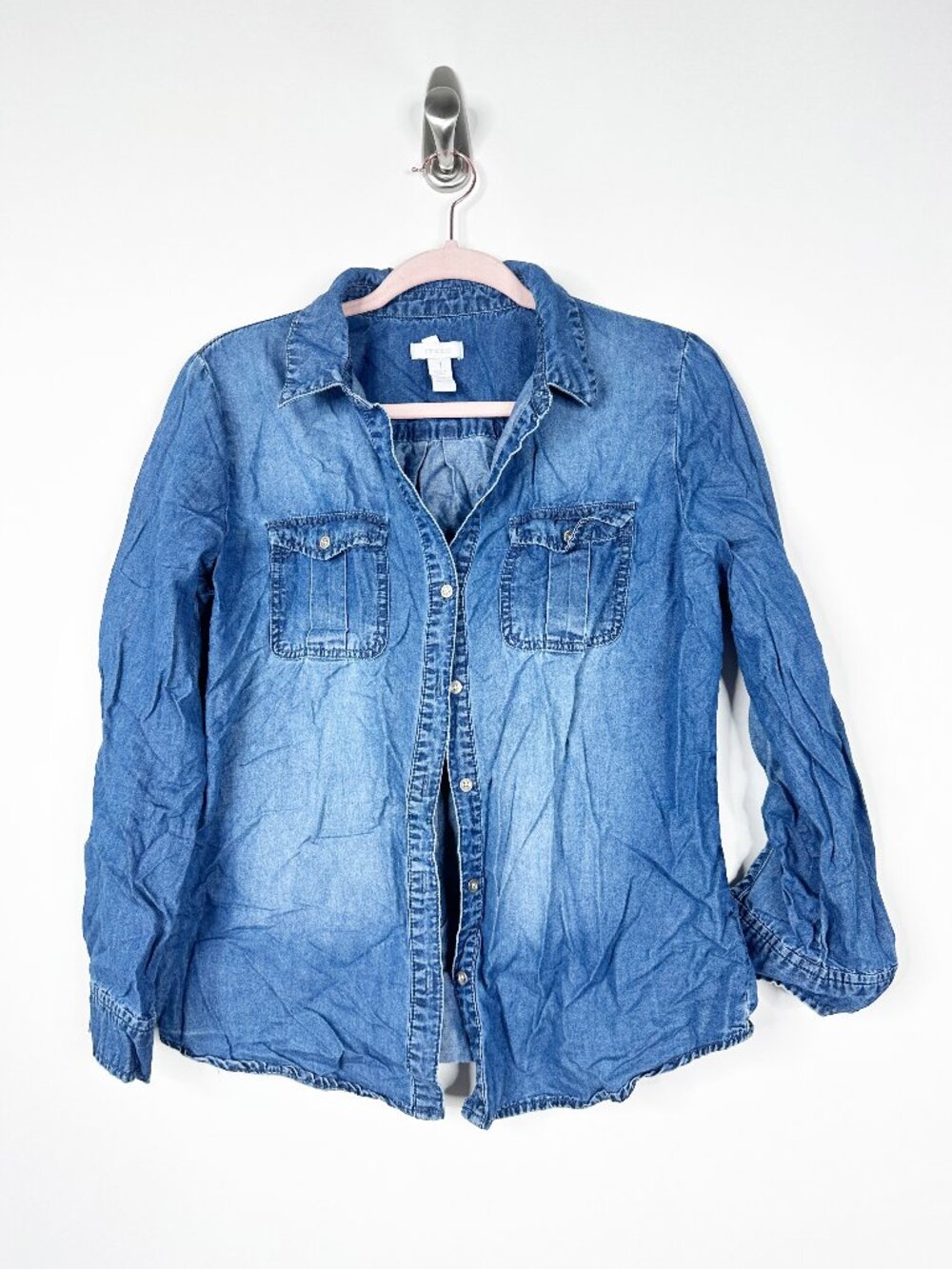 2/$30 Chico's Trucker Jean Jacket Acid Wash Medium #A1975 - Picture 3 of 7
